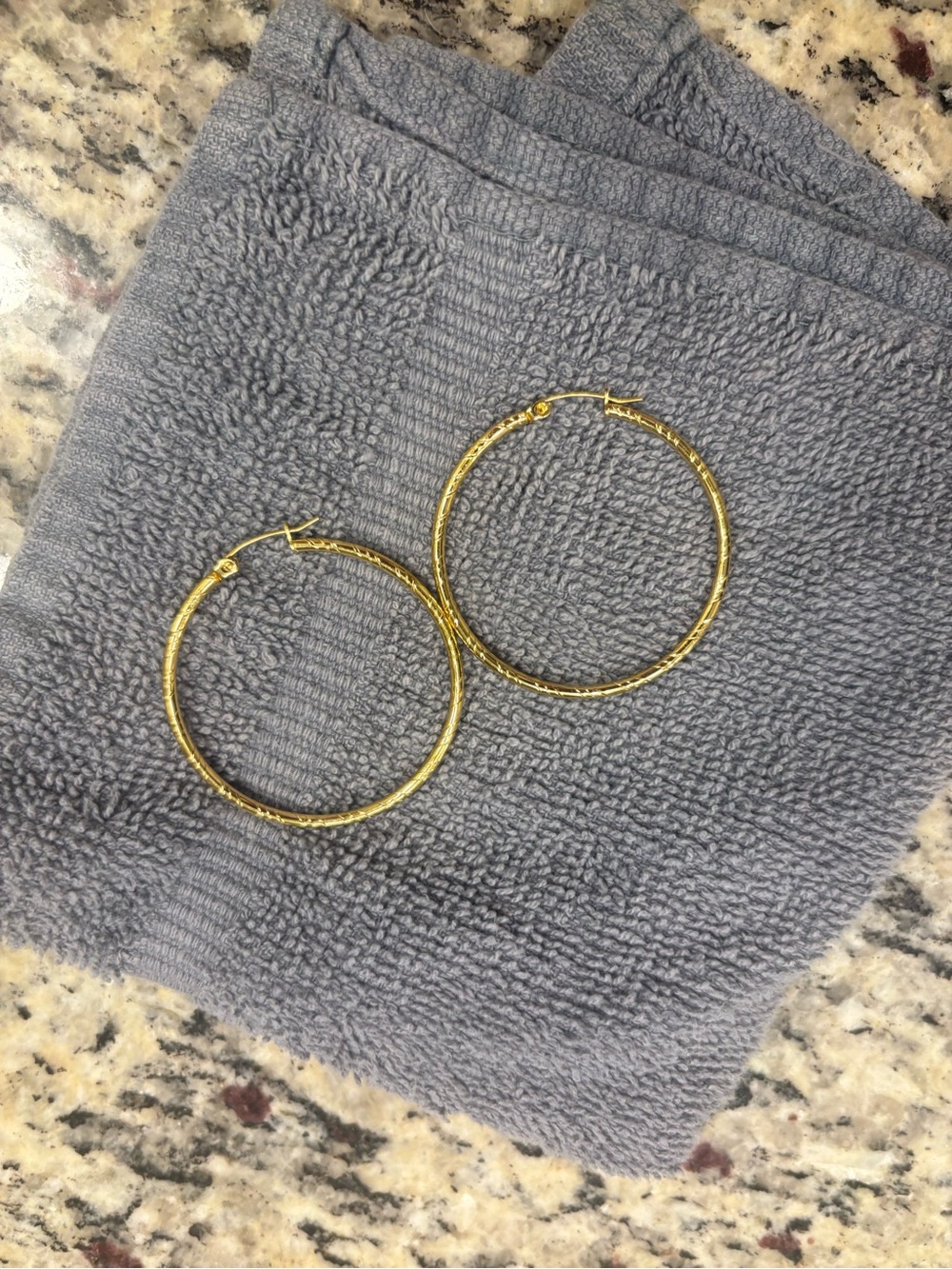 Gold Hoop Earrings - Classic Textured Hoops